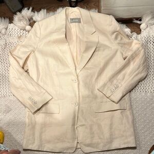 EVERLANE PADDED SLEEVES SELL 100%LINEN  OUTSIDE 100%COTTON. Cream Women's Blazer